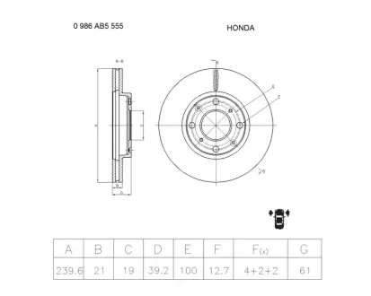 Тормозной диск BOSCH 0986AB5555