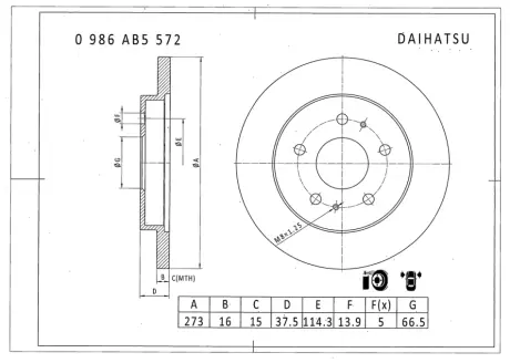 Тормозной диск BOSCH 0986AB5572