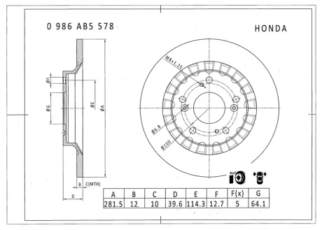 Тормозной диск BOSCH 0986AB5578