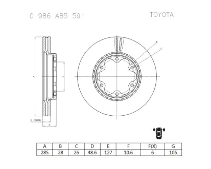 Тормозной диск BOSCH 0986AB5591
