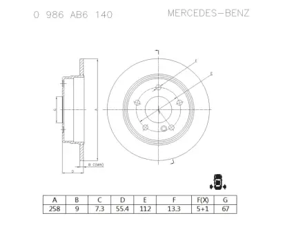 Тормозной диск BOSCH 0986AB6140
