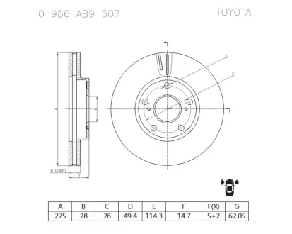 Тормозной диск BOSCH 0986AB9507