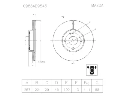 Тормозной диск BOSCH 0986AB9545