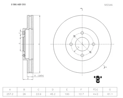 Тормозной диск BOSCH 0986AB9593