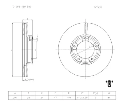 Тормозной диск BOSCH 0986AB9599