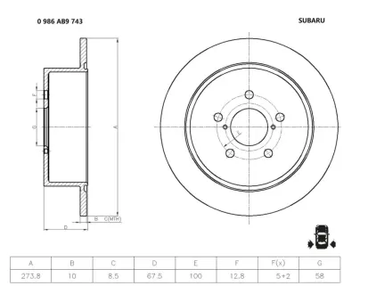Тормозной диск BOSCH 0986AB9743