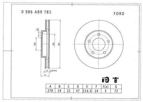 Тормозной диск BOSCH 0986AB9781