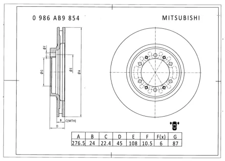 Тормозной диск BOSCH 0986AB9854
