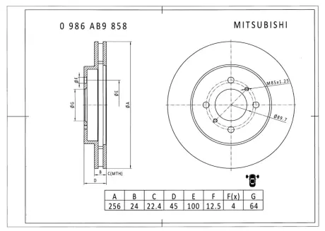 Тормозной диск BOSCH 0986AB9858