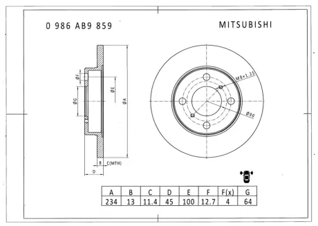 Тормозной диск BOSCH 0986AB9859