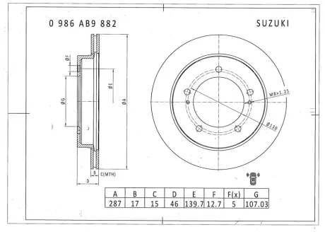Тормозной диск BOSCH 0986AB9882