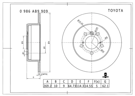 Тормозной диск BOSCH 0986AB9909