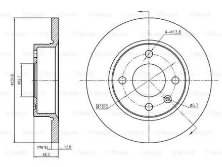 Тормозной диск BOSCH 0986BB4356
