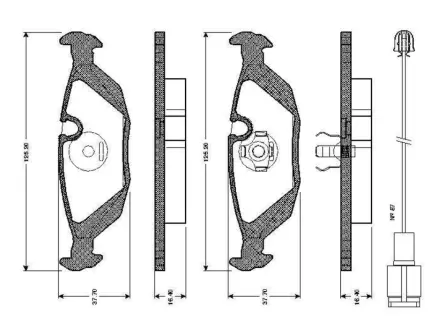 Комплект тормозных колодок, дисковый тормоз BOSCH 0986TB2082