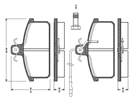 Комплект тормозных колодок, дисковый тормоз BOSCH 0986TB2501