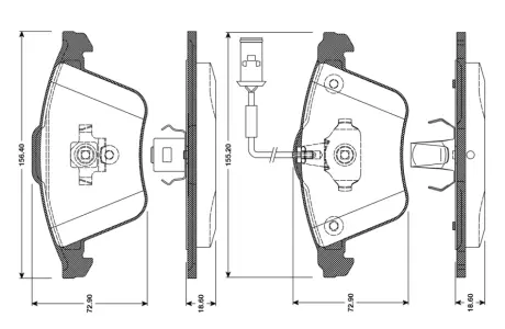 Комплект тормозных колодок, дисковый тормоз BOSCH 0986TB3080