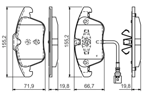 Комплект тормозных колодок, дисковый тормоз BOSCH 0986TB3154