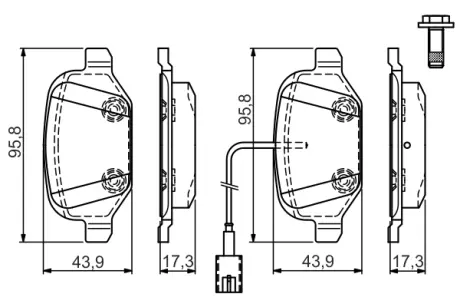 Комплект тормозных колодок, дисковый тормоз BOSCH 0986TB3162