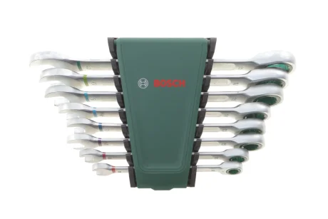 Набір ключів ріжково-накидних з тріскачкою 9-19 мм 8 од. BOSCH 1 600 A02 7PS
