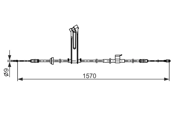 FORD Трос стоянкового гальма ліворуч TRANSIT V363 Фургон 2.0 16- BOSCH 1987482833 (фото 1)