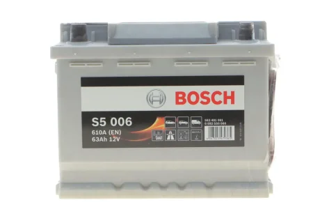 Акумуляторна батарея 63Ah/610A (242x175x190/+L/B13) дата виробництва 2023 рік. BOSCH DSC0092S50060