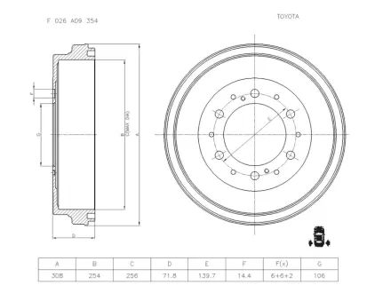 Тормозной барабан BOSCH F026A09354