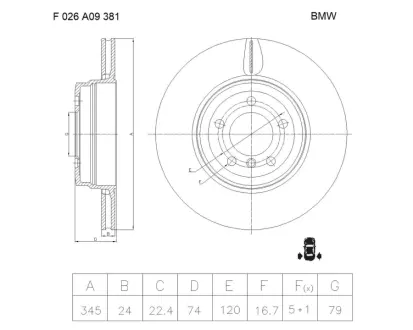 Тормозной диск BOSCH F026A09381