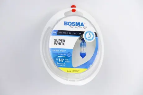 Автолампа H7 SUPER WHITE 12V 55W PX26D Упаковка 2шт Bosma 3691