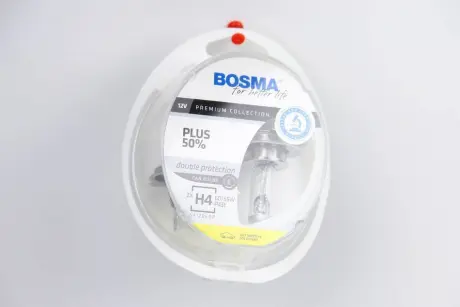 Автолампа H4 PLUS 50% 12V 60/55W P43T Упаковка 2шт Bosma 3929