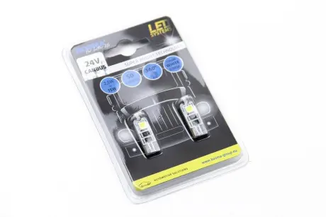 Автолампа T10 LED 24V 3XSMD 5050 LED WHITE DOUBLE POLARITY CANBUS (2 шт) Bosma 4151
