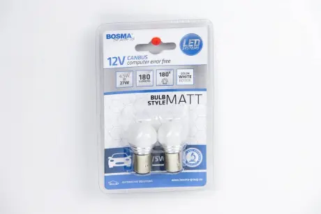 Автолампа BAY15D LED 12V 9XSMD 2835 LED WHITE MAT (2 шт) Bosma 5066