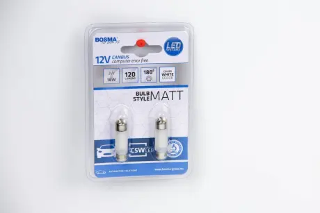 Автолампа SV8,5 LED 12V 6XSMD 2835 LED MAT WHITE 10x36 (2 шт) Bosma 5080