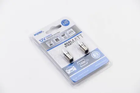 Автолампа BA9S LED 12V 2xSMD 2835 LED WHITE MAT (2 шт) Bosma 5103