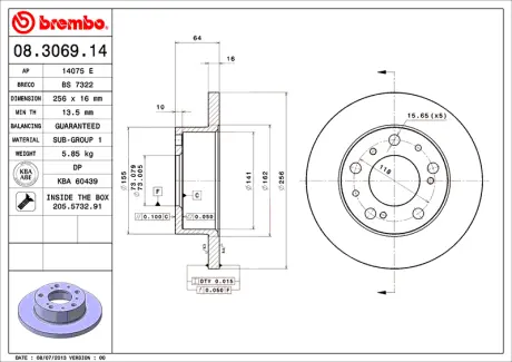 Диск BREMBO 08306914