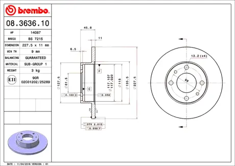 Диск BREMBO 08363610