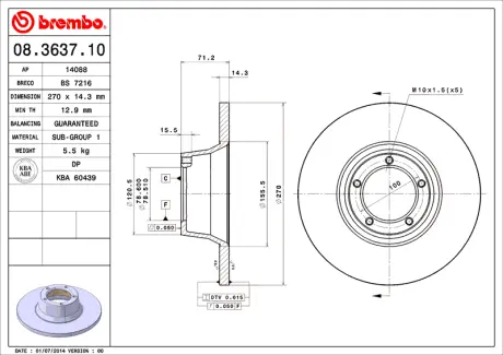 Диск BREMBO 08363710