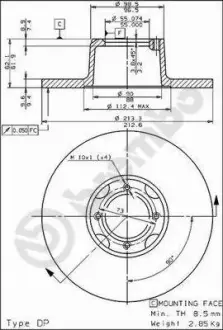 Тормозной диск BREMBO 08433410