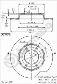 Тормозной диск BREMBO 08450410