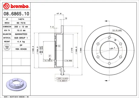 Диск BREMBO 08686510