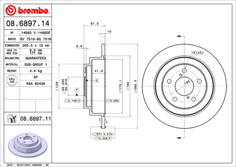 Гальмівний диск BREMBO 08689714