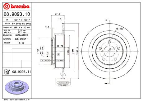 Диск BREMBO 08909311