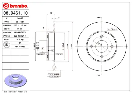 Диск BREMBO 08946110