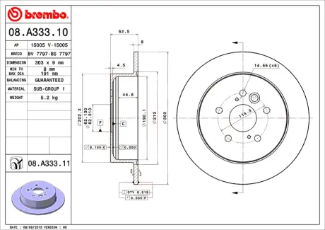 Диск BREMBO 08A33310