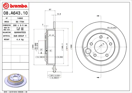 Диск BREMBO 08A64310