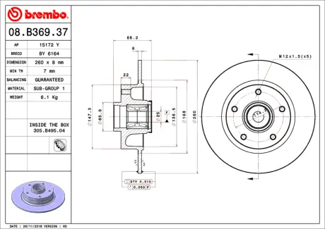 Гальмівний диск BREMBO 08B36937