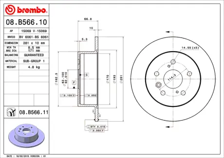 Диск BREMBO 08B56610