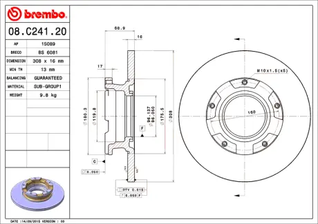 Гальмівний диск BREMBO 08C24120