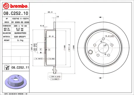 Диск BREMBO 08C25210