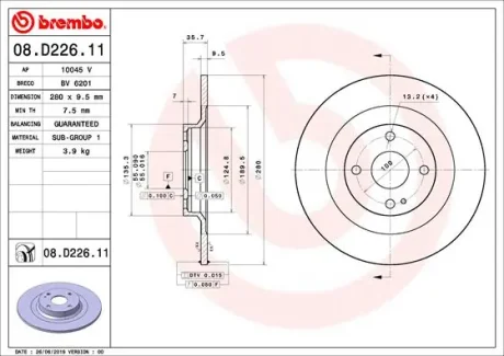 Гальмівний диск BREMBO 08D22611
