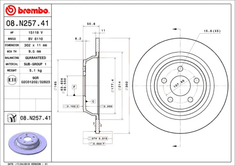 Диск гальмівний BREMBO 08N25741